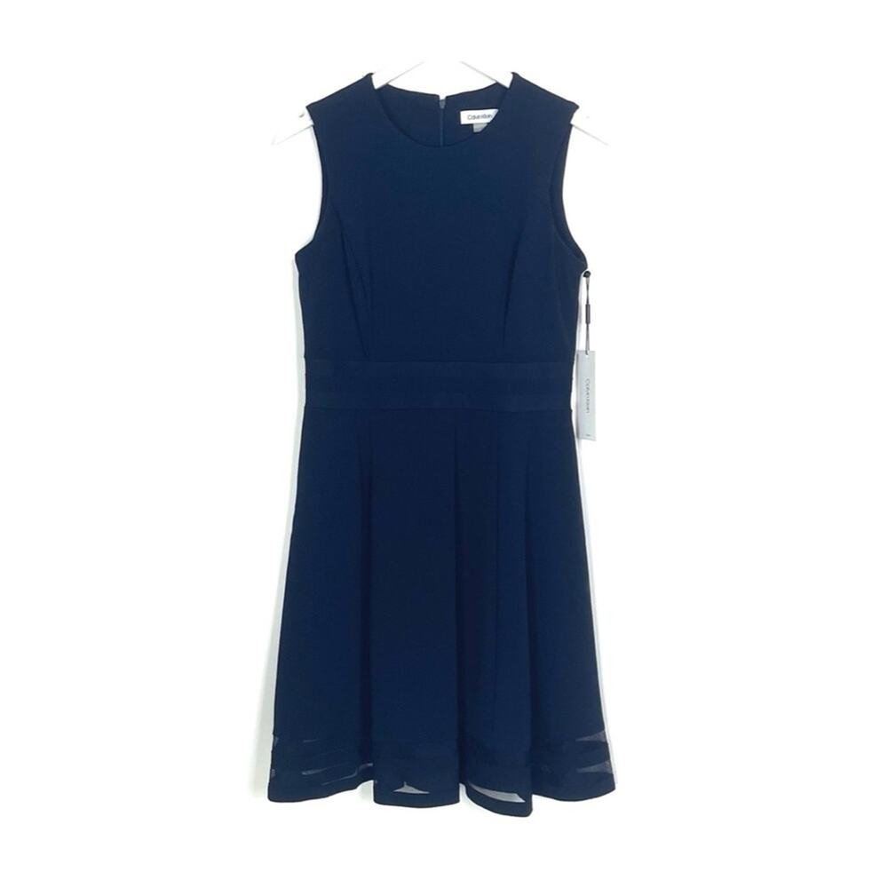 Calvin Klein Blue Sleeveless A-Line Mini Dress
